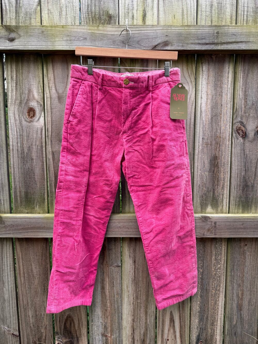 Sunday Honey Hand-Dyed Pink Corduroy Trousers